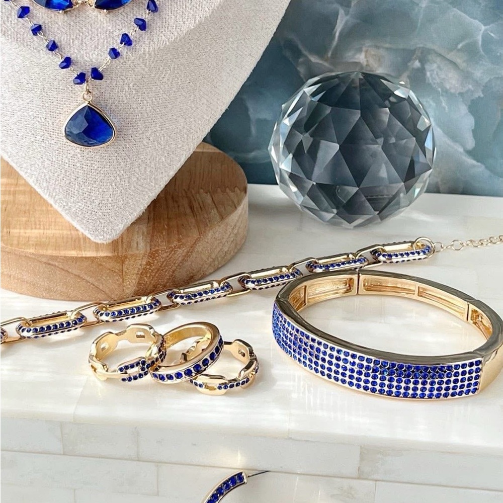 Park Lane Celebrate Bracelet - Gold and Blue Link Bracelet - Picture 3 of 8